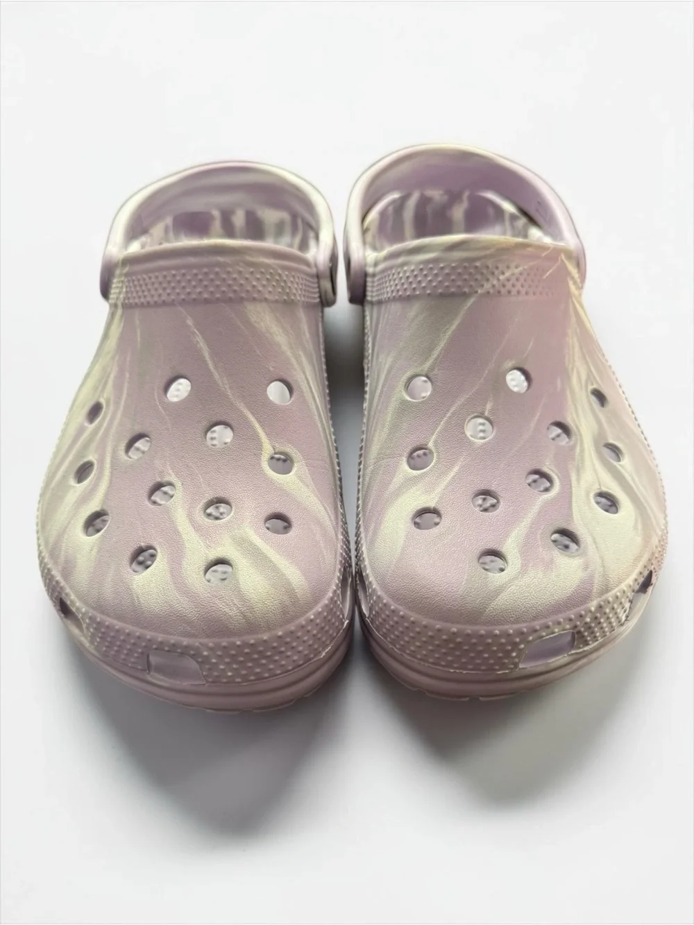 Crocs Marbled Tie Dye Swirl Slip On Lavender Clogs 11